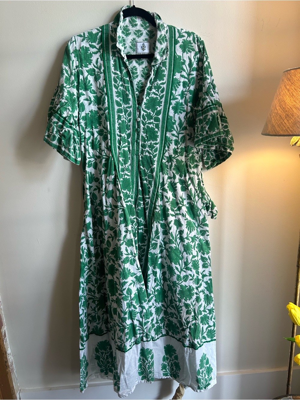 SUE SARTOR Palladio Dress | Green Vintage Lily - Size M